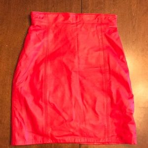 Vintage Firenze Genuine Leather Skirt Sz 8 Red USA